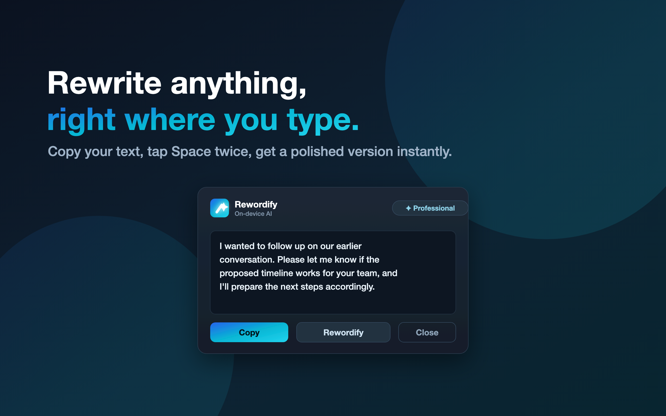 Rewordify floating panel showing a rewritten text